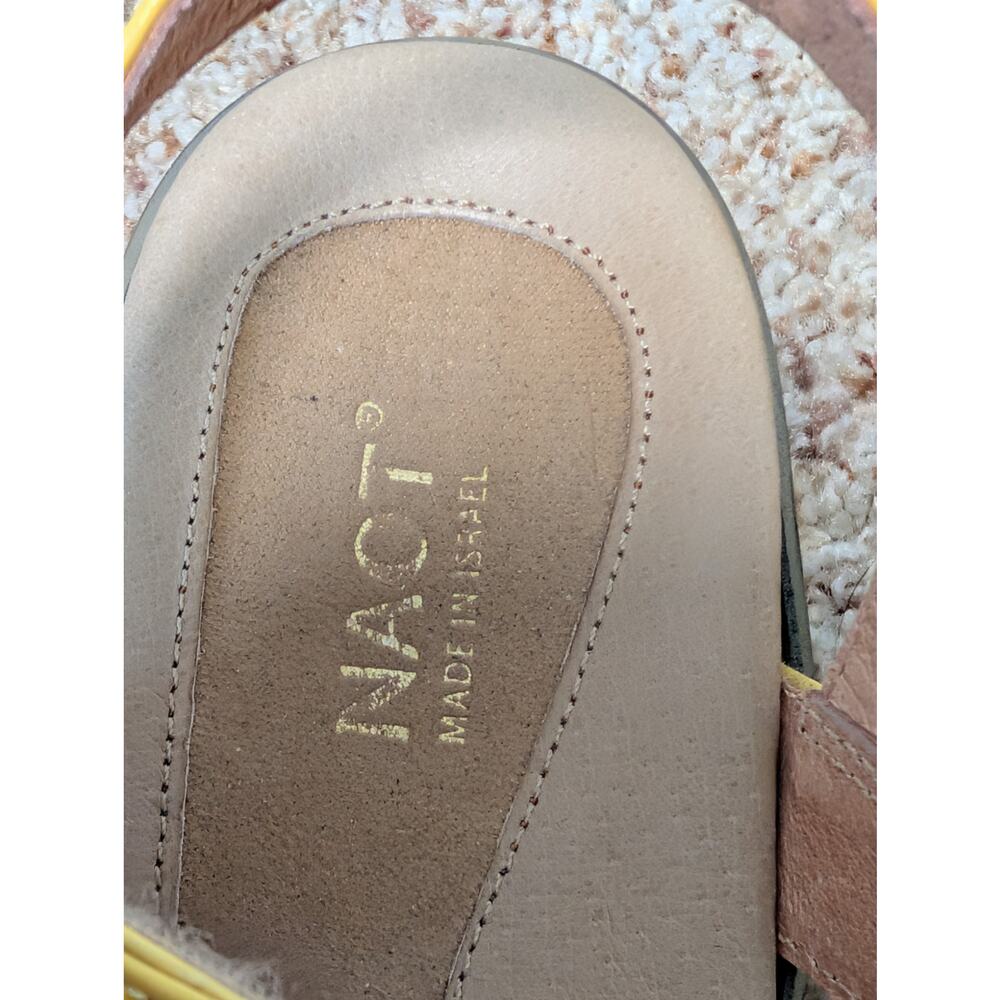 Naot Women Size 39 Yellow Leather Adjustable Double Strap Hook Loop Wedge Sandal - Picture 5 of 9